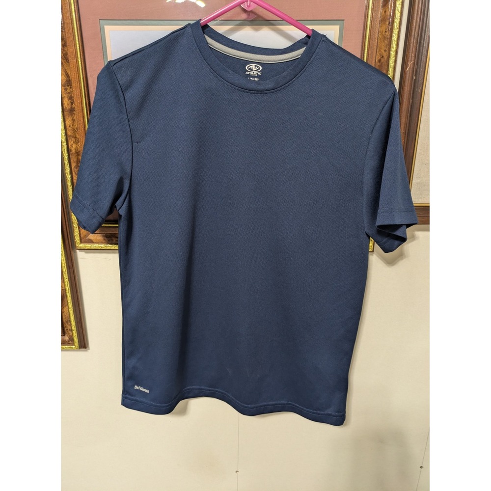 Athletic Works DriWorks Navy Blue Performance Short Sleeve Tee Shirt Mens Small
